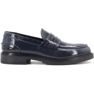 Bruno Premi, Leren Mocassins met Rubberen Zool Blauw, Dames, Maat:39 EU