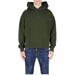 Dsquared2, Sweatshirts & Hoodies, Heren, Groen, L, Katoen, Militair Groene NYC Fit Hoodie