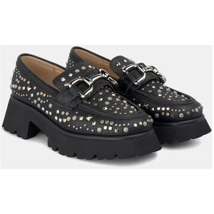 Alma EN Pena, Schoenen, Dames, Zwart, 36 EU, Leer, Mocassin met platform studs