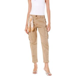 Mason's, Relaxed Fit Cargo Broek van Katoenen Twill Beige, Dames, Maat:2XS