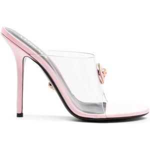 Versace, Schoenen, Dames, Roze, 39 EU, Satijn, Prachtige Roze Satijnen Hakken Muiltjes
