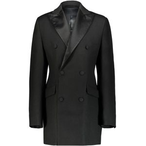 Wardrobe.nyc, Gestructureerde Blazerjurk van Italiaanse Wol Zwart, Dames, Maat:M