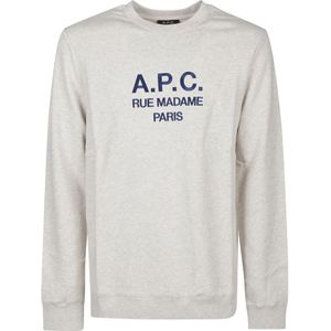 A.p.c., Sweatshirts & Hoodies, Heren, Grijs, XL, Katoen, Casual Sweatshirt voor Mannen