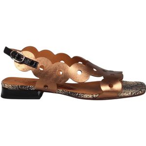 Chie Mihara, Metallic Finish Leren Sandalen Bruin, Dames, Maat:36 EU