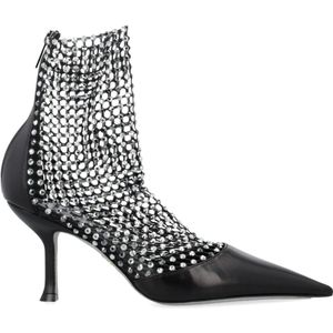 René Caovilla, Schoenen, Dames, Zwart, 41 EU, Kristal Mesh Stiletto Hak Schoenen