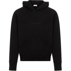 Saint Laurent, Sweatshirts & Hoodies, Heren, Zwart, M, Katoen, Zwarte Katoenen Hoodie Sweatshirt
