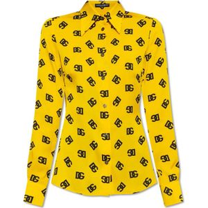 Dolce & Gabbana, Blouses & Shirts, Dames, Geel, S, Zijden shirt