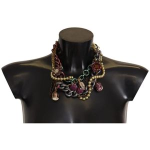 Dolce & Gabbana, Accessoires, Dames, Geel, ONE Size, Sicily Ketting met Multicolor Kristallen