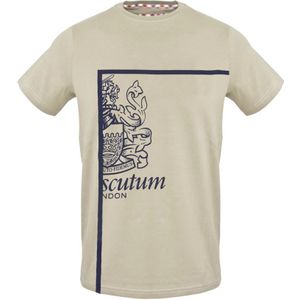 Aquascutum, Tops, Heren, Bruin, L, Katoen, Korte Mouw Ronde Hals Katoenen T-shirt