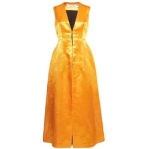 Dior Vintage, Pre-owned, Dames, Oranje, M, Leer, Pre-owned Satin dresses