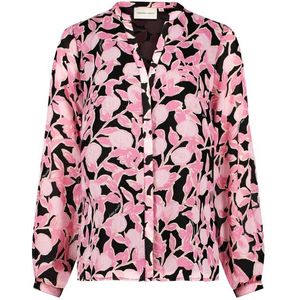 Fabienne Chapot, Blouses & Shirts, Dames, Roze, S, Polyester, Bloemenroze V-Hals Blouse