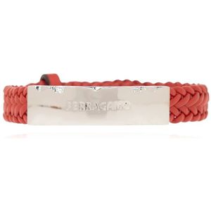 Salvatore Ferragamo, Leren armband Rood, Heren, Maat:ONE Size