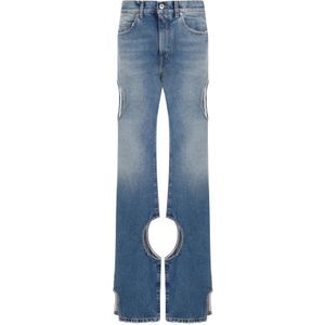 Off White, Jeans, Dames, Blauw, W25, Katoen, Vintage Blauwe Katoenen Flared Broek