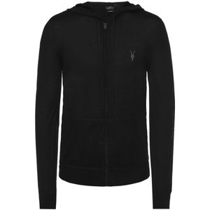 AllSaints, Sweatshirts & Hoodies, Heren, Zwart, XL, Wol, Modus logo-geobjecteerd sweatshirt