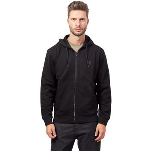 Boss, Sweatshirts & Hoodies, Heren, Zwart, 3Xl, Katoen, Zwarte katoenen hoodie met volledige ritssluiting