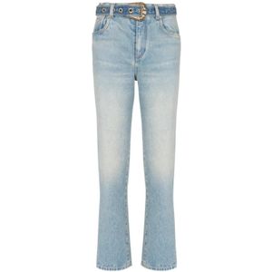 Balmain, Jeans, Dames, Blauw, S, Katoen, Klassieke riem jeans