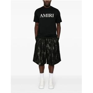 Amiri, Tops, Heren, Zwart, M, Katoen, Kernlogo Zwarte T-shirts en Polos