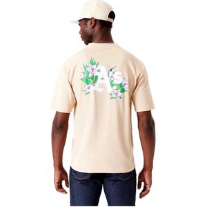 New Era, Tops, Heren, Beige, L, Beige Bloemen Grafische Tee