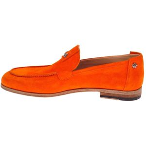 John Richmond, Schoenen, Heren, Oranje, 42 EU, Leer, Metallic versierde lage hak mocassin