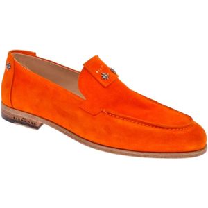 John Richmond, Schoenen, Heren, Oranje, 43 EU, Leer, Metallic versierde lage hak mocassin