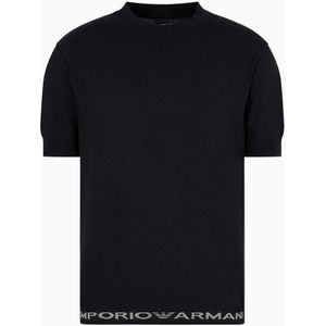 Emporio Armani, Zwart Logo Tekst T-Shirt Zwart, Heren, Maat:L