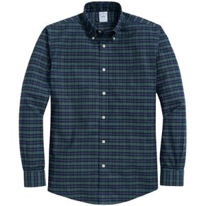 Brooks Brothers, Donkergroen Regular Fit Non-Iron Stretch Katoenen Overhemd met Button-Down Kraag Groen, Heren, Maat:XL