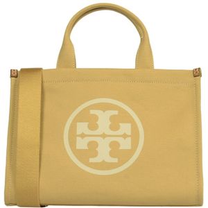Tory Burch, Tassen, Dames, Geel, ONE Size, Canvas Small Tote Tas