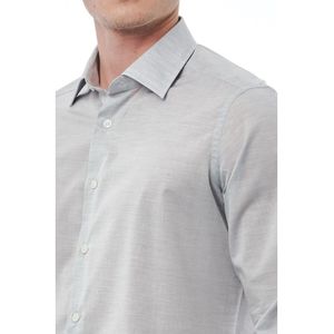 Bagutta, Overhemden, Heren, Grijs, L, Regular Fit Italiaanse Kraag Shirt