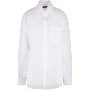 Balenciaga, Blouses & Shirts, Dames, Wit, 2Xs, Katoen, Witte Loose-Fit Poplin Overhemd