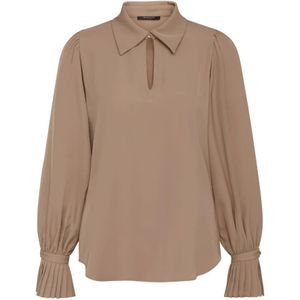 Bruuns Bazaar, Elegant Womens Ratumabbaddy Blouse in Geroosterd Grijs Khaki Beige, Dames, Maat:M