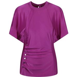 Paco Rabanne, Gerimpelde satijnen jersey top Roze, Dames, Maat:S