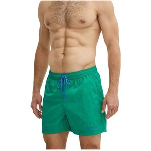 Tommy Jeans, Badkleding, Heren, Groen, M, Nylon, Geborduurde logo zwemshorts - Slim Fit