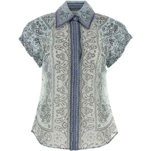 Zimmermann, Blouses & Shirts, Dames, Blauw, M, Linnen, Linnen shirt met print
