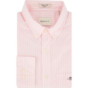 Gant, Overhemden, Heren, Veelkleurig, 2Xl, Katoen, Casual Roze Gestreept Overhemd