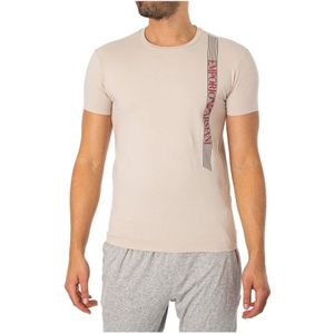 Emporio Armani, Tops, Heren, Beige, XL, Katoen, Slim Fit Logo T-Shirt - Les Beiges