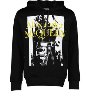 Alexander McQueen, Sweatshirts & Hoodies, Heren, Zwart, S, Katoen, Gedrukte Hoodie