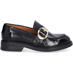 Billi Bi, Schoenen, Dames, Zwart, 37 EU, Leer, Handgemaakte Zwarte Leren Loafer met Gouden Gesp