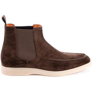 Santoni, Schoenen, Heren, Bruin, 44 EU, Suède, Bruine Suède Platte Schoenen