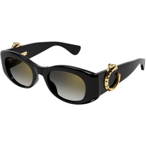 Cartier, Accessoires, Dames, Zwart, 51 MM, Leer, Vrouwelijke acetaat cat-eye zonnebril