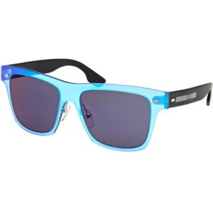 Alexander McQueen, Accessoires, unisex, Blauw, 54 MM, Blauw/zwarte spiegelende zonnebril Mq 0008S-003