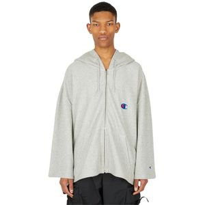 Champion, Asymmetrisch sweatshirt met capuchon Grijs, Heren, Maat:S