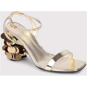 Paco Rabanne, Schoenen, Dames, Geel, 37 EU, Leer, Gouden Paillet Hak Sandalen