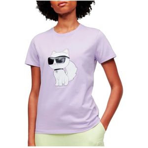 Karl Lagerfeld, Tops, Dames, Paars, L, Ikonik Choupette Lavendel T-shirt