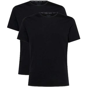 Calvin Klein, 2P Rvs T-Shirt Met Ronde Hals Zwart, Heren, Maat:S