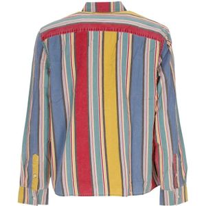 Guess, Overhemden, Heren, Veelkleurig, L, Katoen, Multi-stripe Lange Mouw Shirt