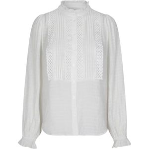 Lollys Laundry, Blouses & Shirts, Dames, Wit, S, Polyester, Geborduurde Blouse met Ruches Wit