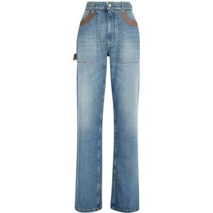 Fendi, Jeans, Dames, Blauw, S, Katoen, Vintage-Effect Flared Jeans