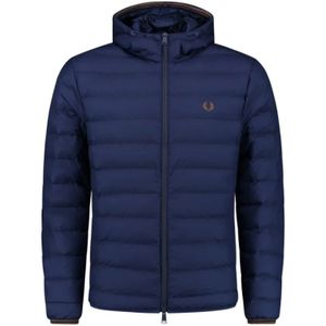 Fred Perry, Jassen, Heren, Blauw, M, Polyester, Gevoerde Hoodie Jas Blauw