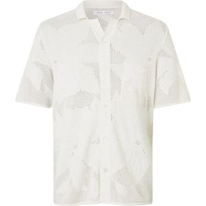 Samsøe Samsøe, Overhemden, Heren, Wit, XL, Katoen, Korte Mouw Gebreide Shirt - Bloemen