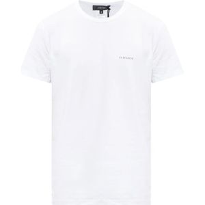 Versace, T-shirt met logo Wit, Heren, Maat:M
